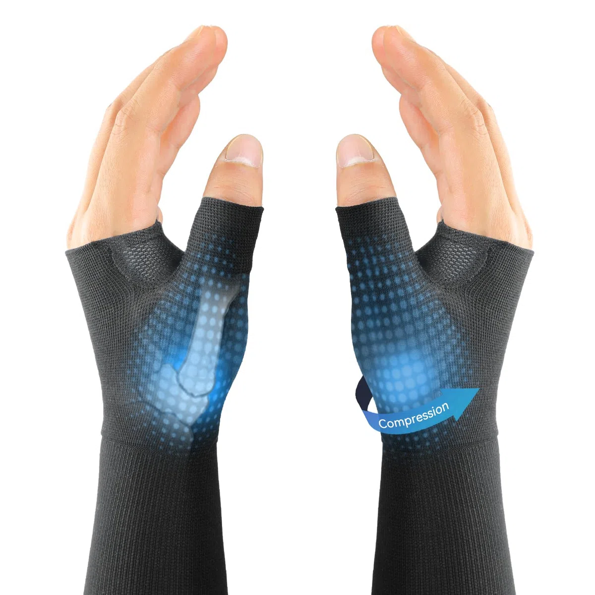 FORTEMOTUS 2 Gants Orthèse CMC Pouce - Bandage Articulaire de Selle Manchon de Compression Rhizarthrose Droite & Gauche avec Infusion Cuivre - Soulagement Arthrose, Tendinite - Unisexe(Taille M)