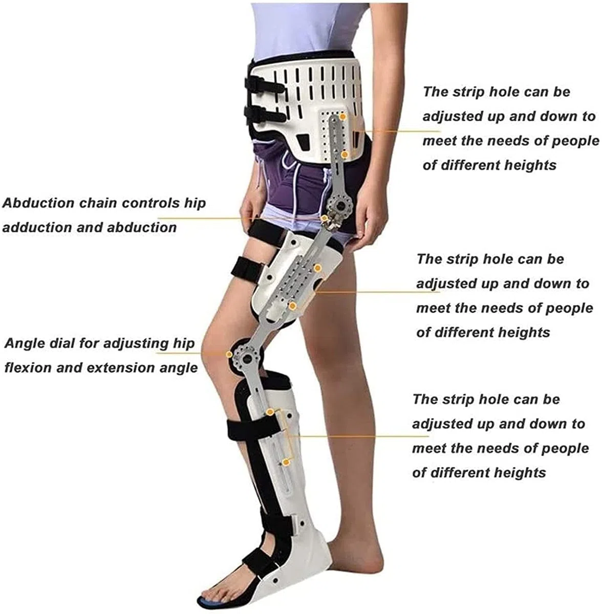 Attelle, Hanche, Genou, Cheville, orthèse de Pied, Fracture de la Jambe, Marche de la Hanche fixée avec des Bottes de Marche, Support de Chirurgie du Genou (Gauche M) (Gauche L)