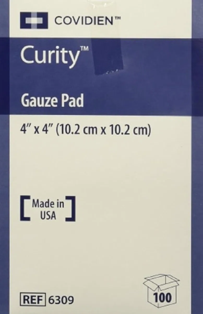 Covidien 6309 Curity Lot de 100 compresses de gaze 10,2 x 10,2 cm
