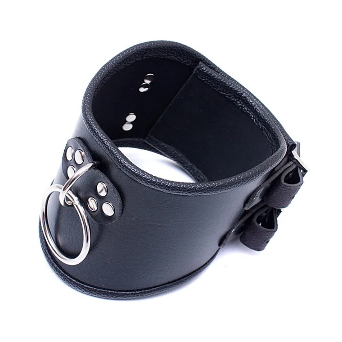Collier ras du cou réglable en cuir avec double ceinture