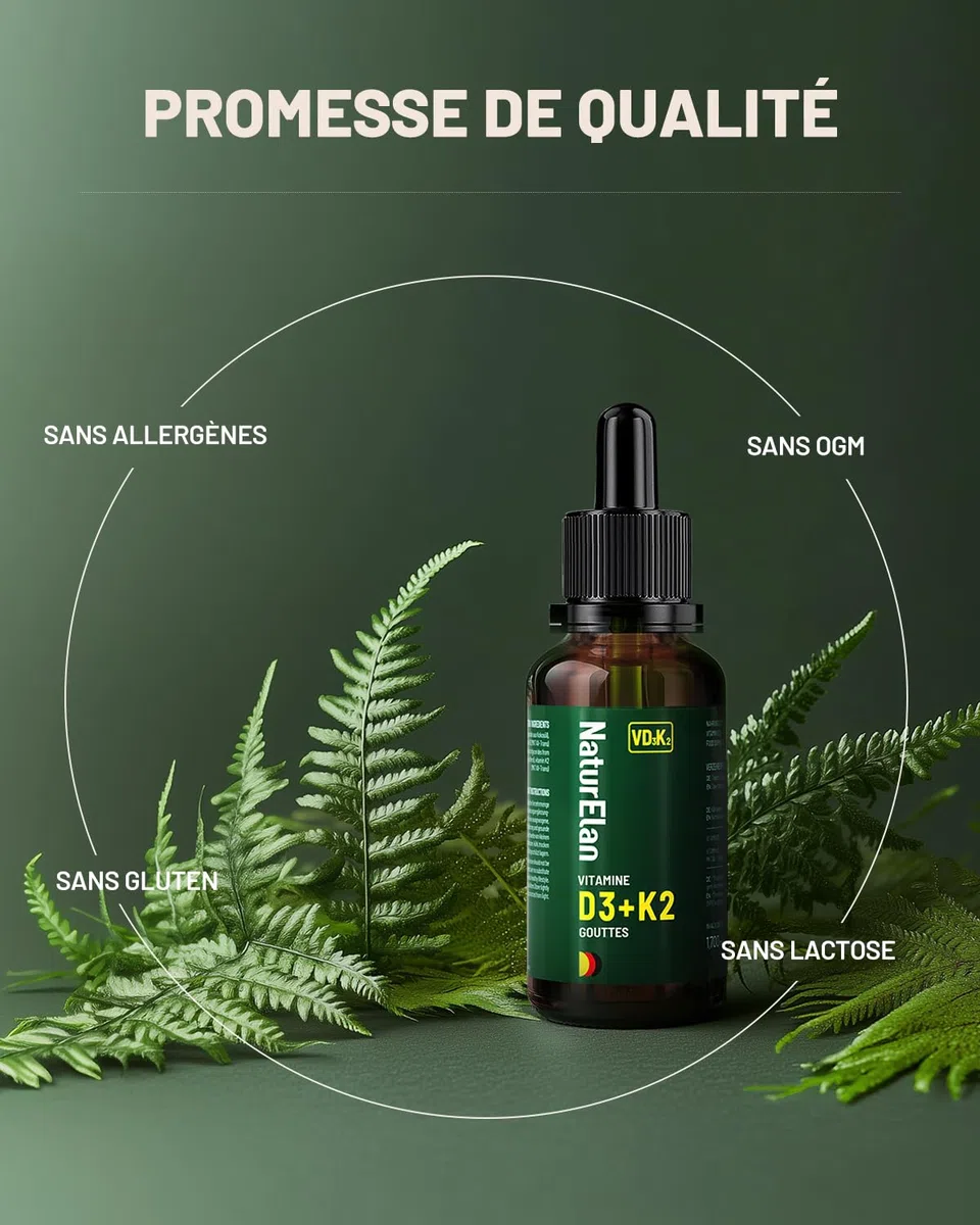 Vitamine D3 et K2-50ml, 2000 UI/j Par Dose (2 gouttes), Approvisionnement annuel, vegetarisch, sans Stéarate de Magnésium, Laborgeprüft