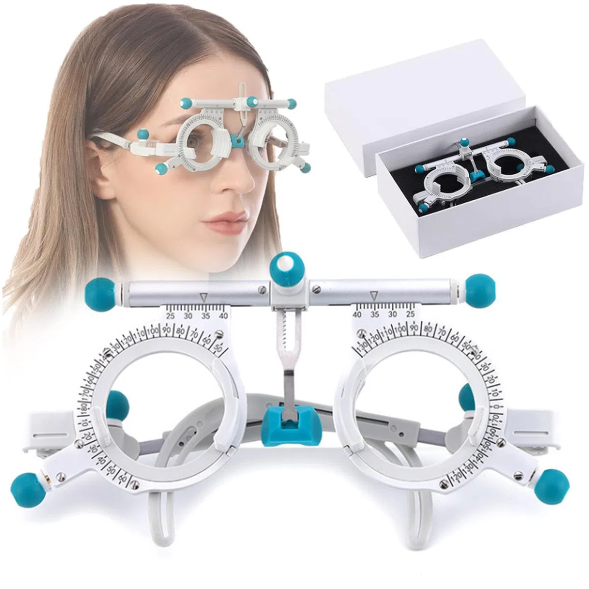 Opticien d'optométrie de lunettes,cadre d'essai optique,cadre d'essai optique universel PD 48-80 mm,lentille de test d'optométrie ultralégère,oculaire de test optique en titane pour opticien de test
