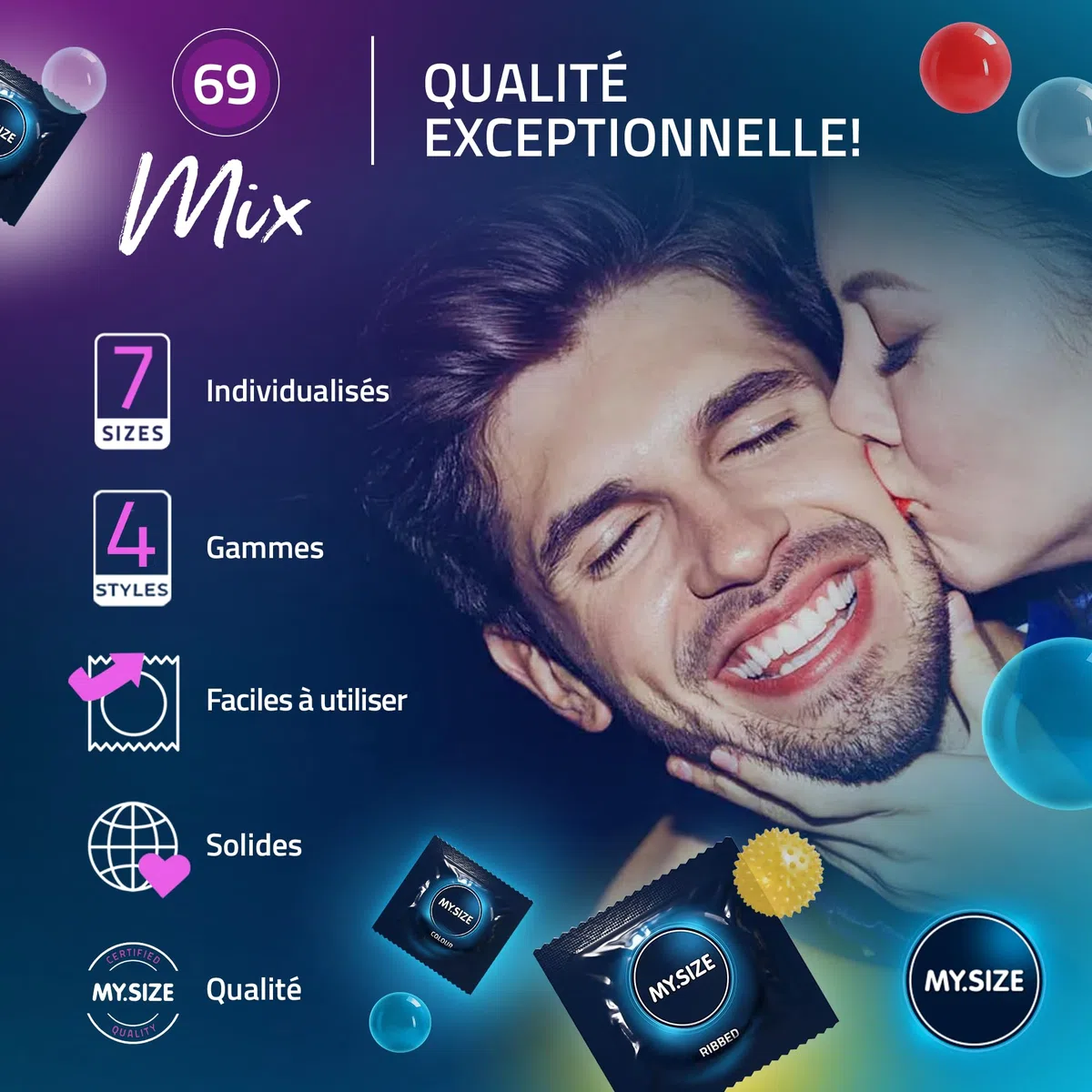 My.Size Mix préservatifs taille 7, 69 mm, grand pack, contenu 28 pièces