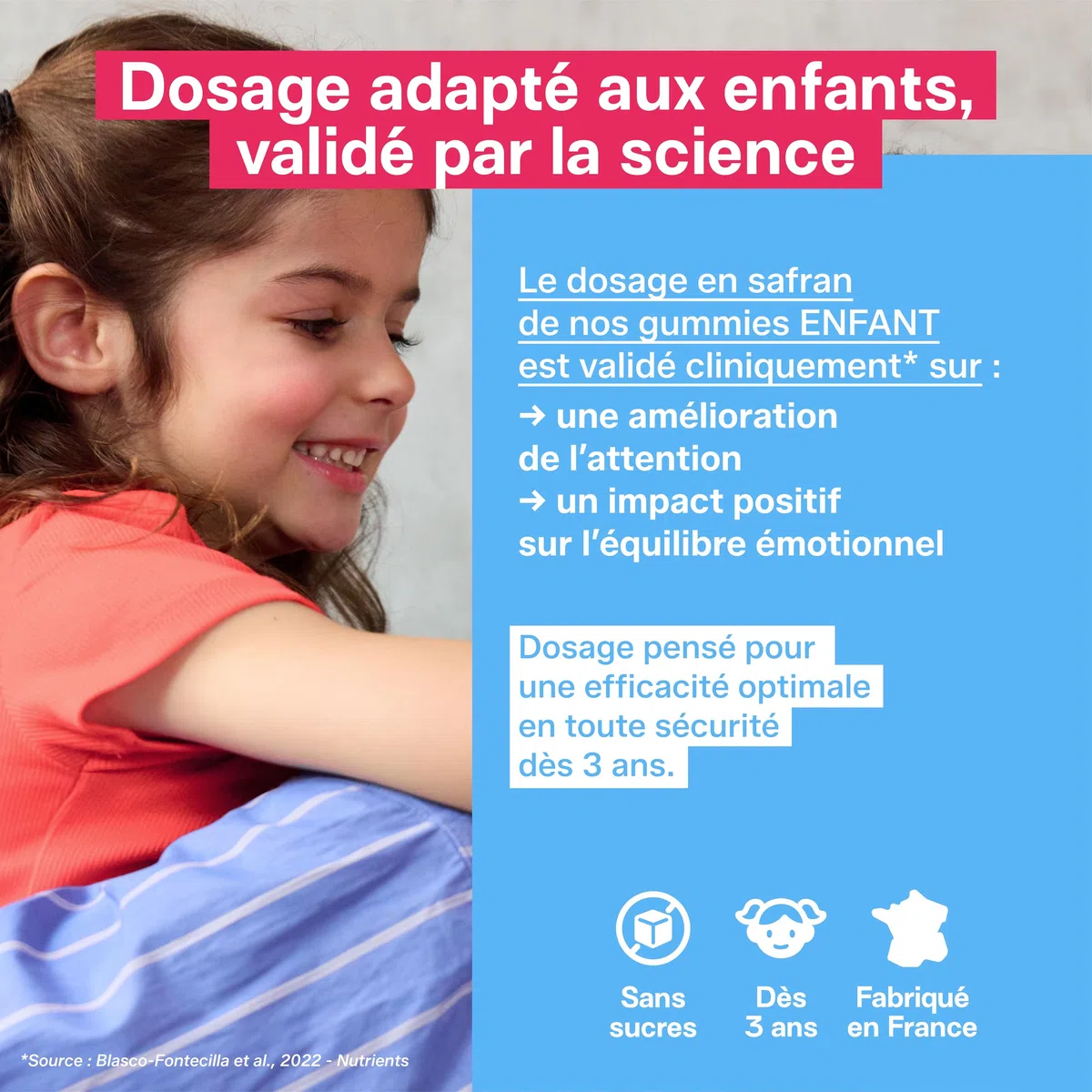 MIUMLAB - Gummies Safran Enfant Vitamine B6 – Équilibre Émotionnel & Concentration – Aide à Gérer Émotions & Agitation – Complément Alimentaire Enfant Sans Sucres – Goût Fraise validé Enfants – Dès 3