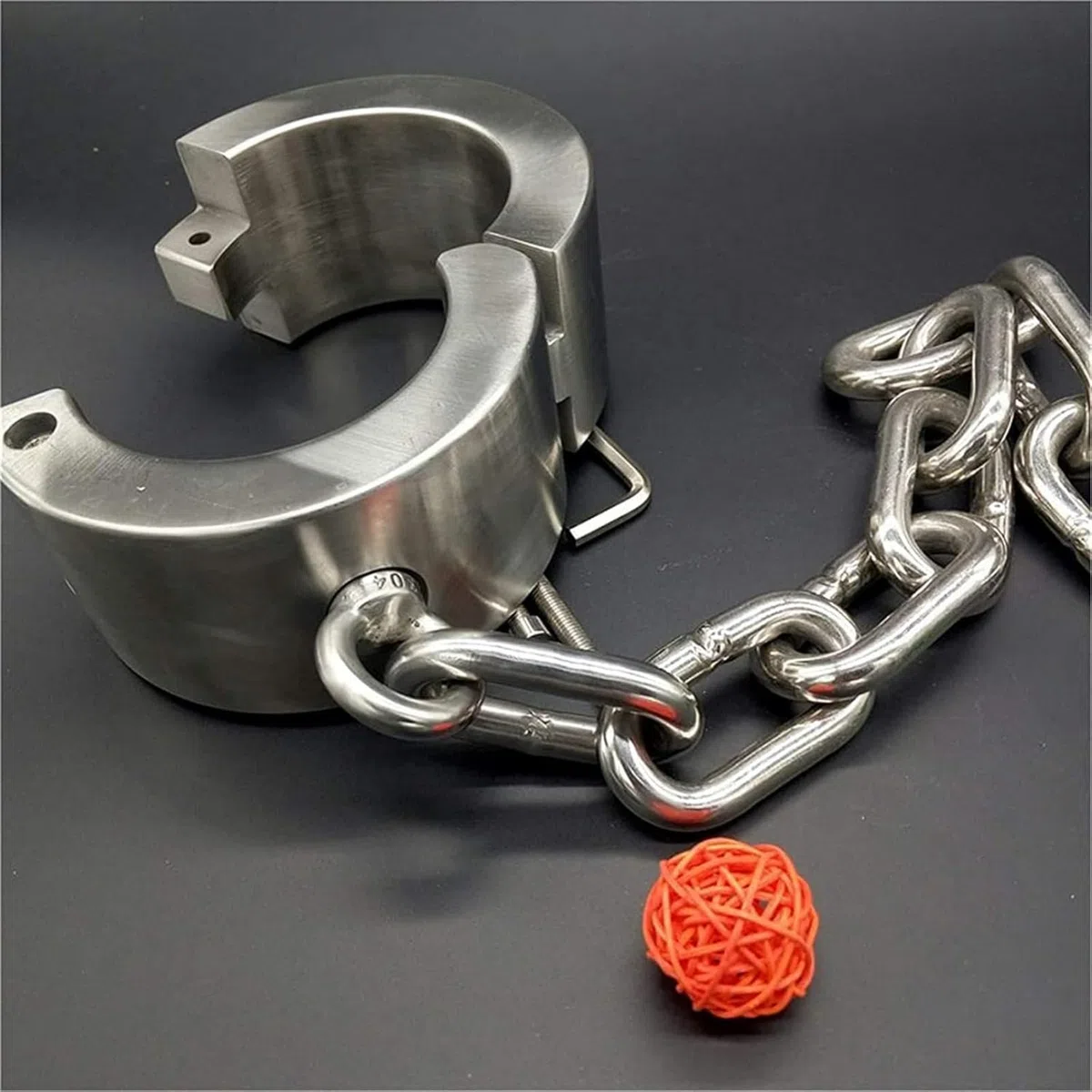 Menottes de Cheville de Bondage en métal SM - Attaches de Jambe en Acier Inoxydable, Manchettes de Cheville de 2 cm d'épaisseur, système de retenue, Jouet érotique for Couples(Male)
