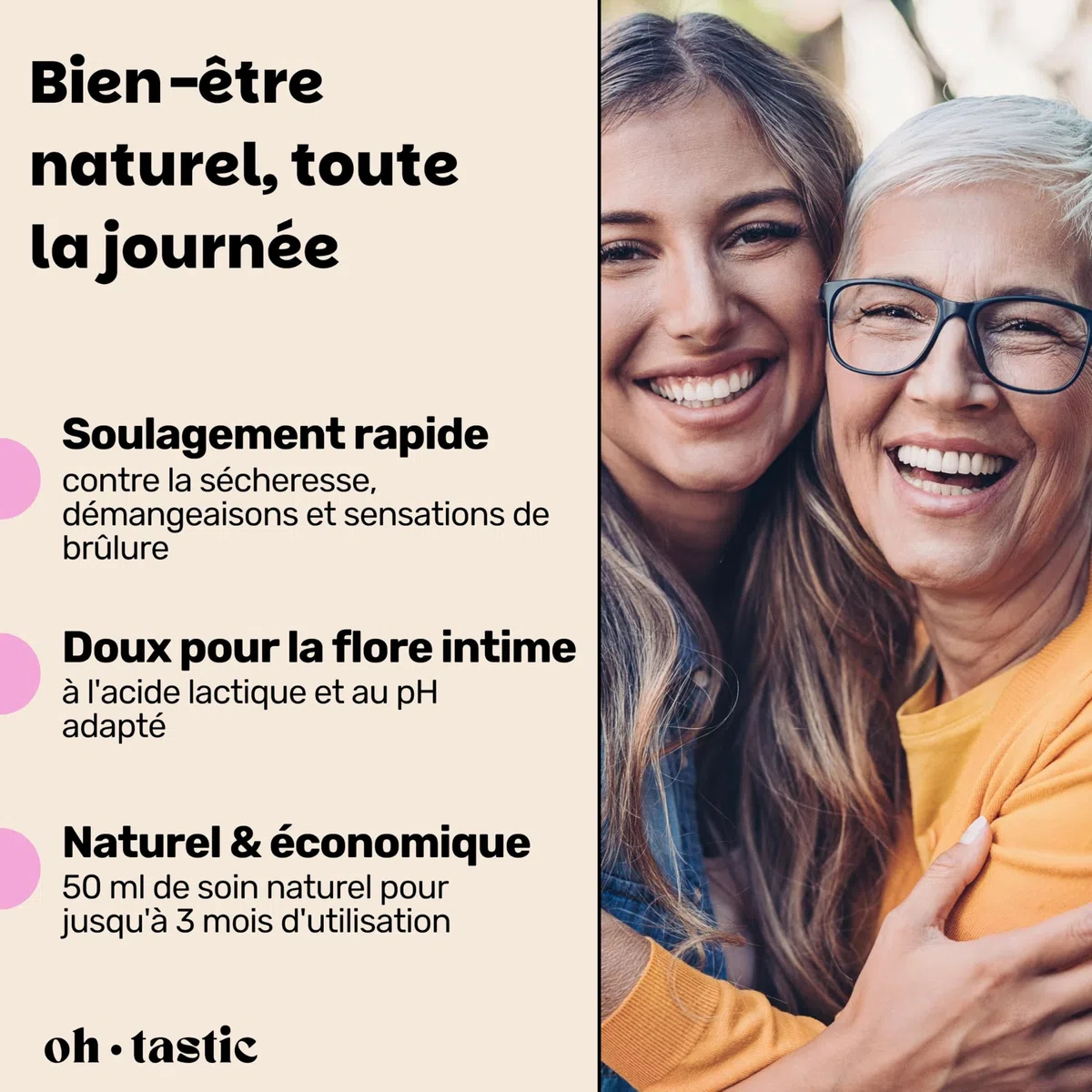 Crème Intime Femme Naturelle – Anti Sécheresse Vaginale, Irritations & Demangeaison , Soin avec Acide Lactique et pH ajusté, Crème Apaisante & Hydratante (50 ml) - ohtastic