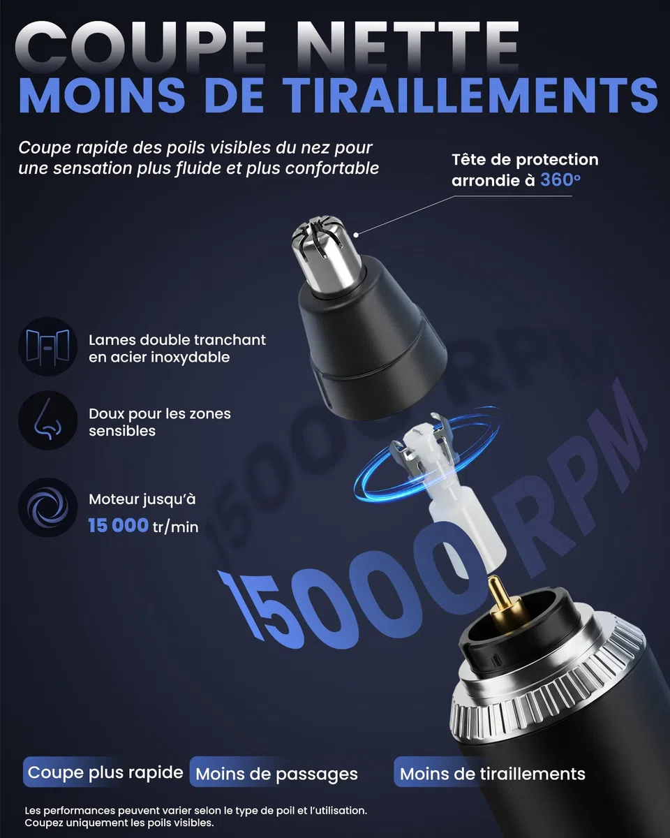 Tondeuse Nez Oreilles Homme & Femme, Rasoir Nezs Rechargeable, Coupe Poils Nez et Oreilles, Tondeuse Poil de Nez Tête Arrondie, Épilateur Nez Précision, LED Display, IPX7