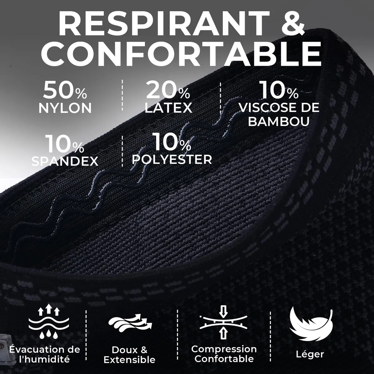 NEOtech Care Genouillère protège-genou en fibre de bambou - Élastique, respirante (Couleur noire, Taille M, 1 Unité)