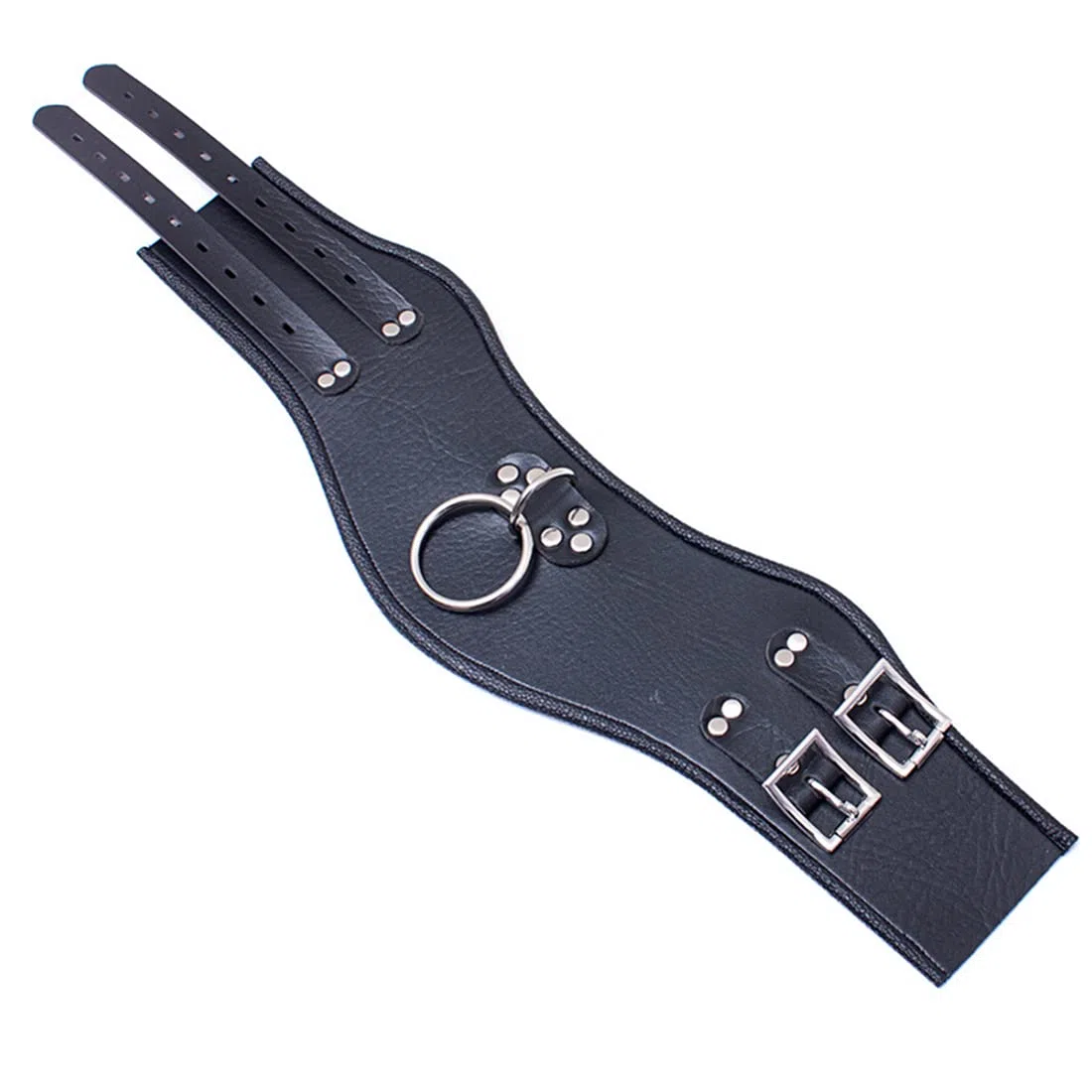 Collier ras du cou réglable en cuir avec double ceinture