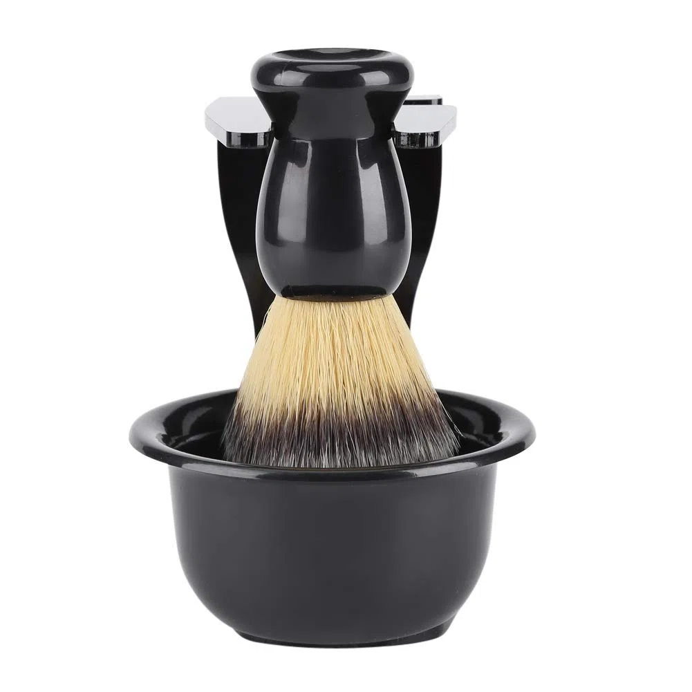 Nikou Set de blaireau - Support de pinceau + pinceau + bol de rasage pour homme
