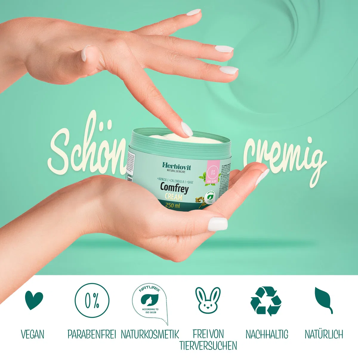 Pommade Consoude pour les douleurs Articulaires, Tendineuses et Musculaires - 250 ml - Hautement dosée avec arnica - Sauge et romarin - vegan cosmétiques naturels