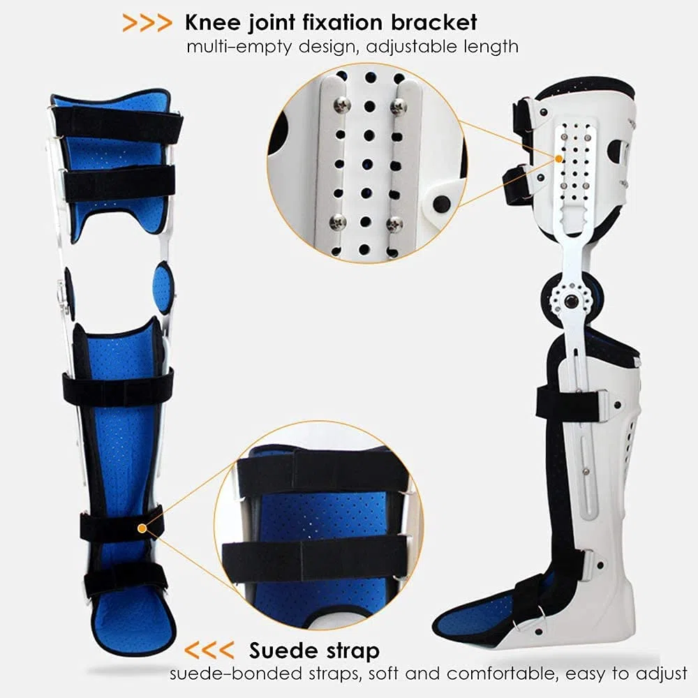 Stabilisateur d'articulation de soutien d'orthèse de genou, attelle de genou articulée pour fracture de garde fixe, protège-jambe entièrement réglable, support fixe de pied de cheville de mollet