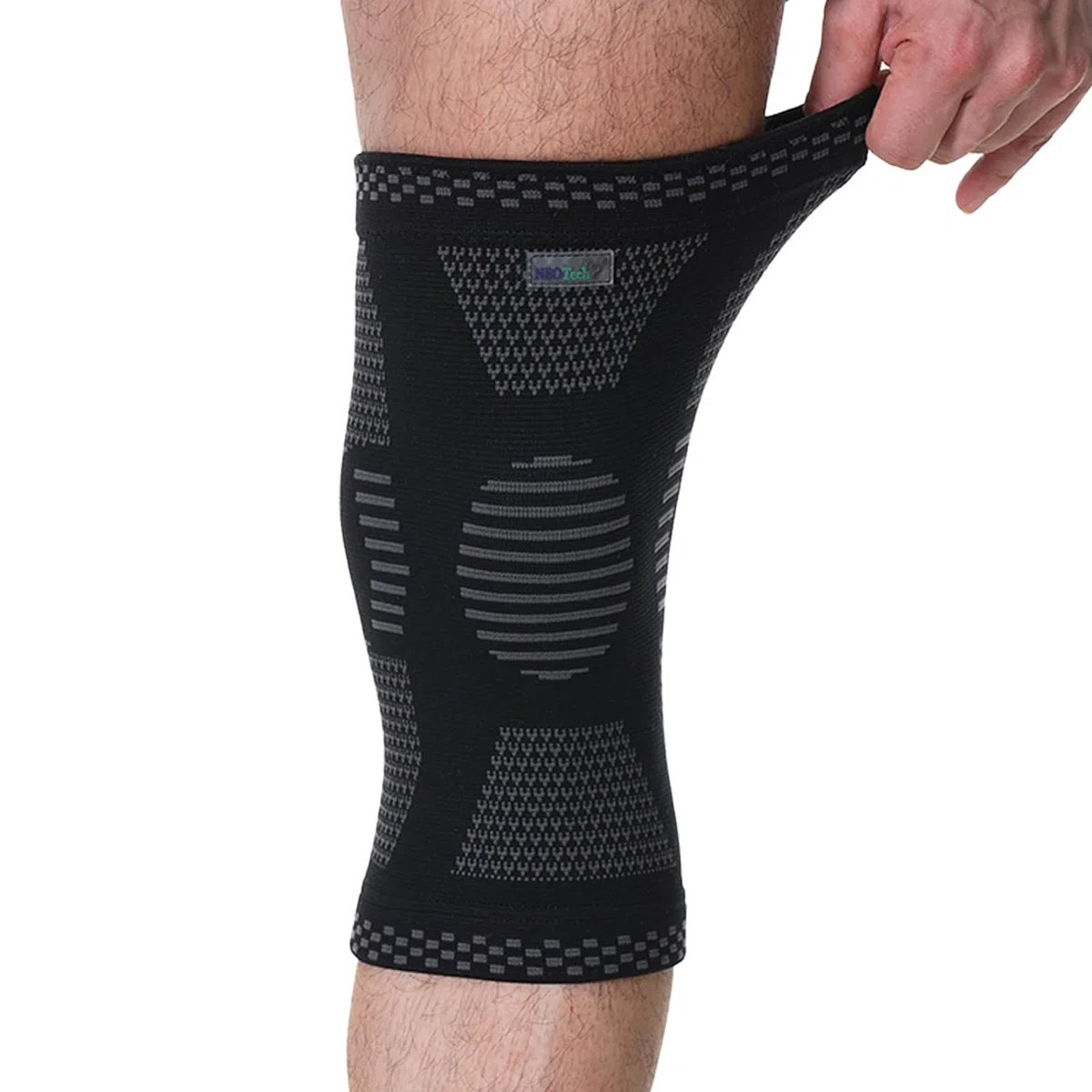 NEOtech Care Genouillère protège-genou en fibre de bambou - Élastique, respirante (Couleur noire, Taille M, 1 Unité)