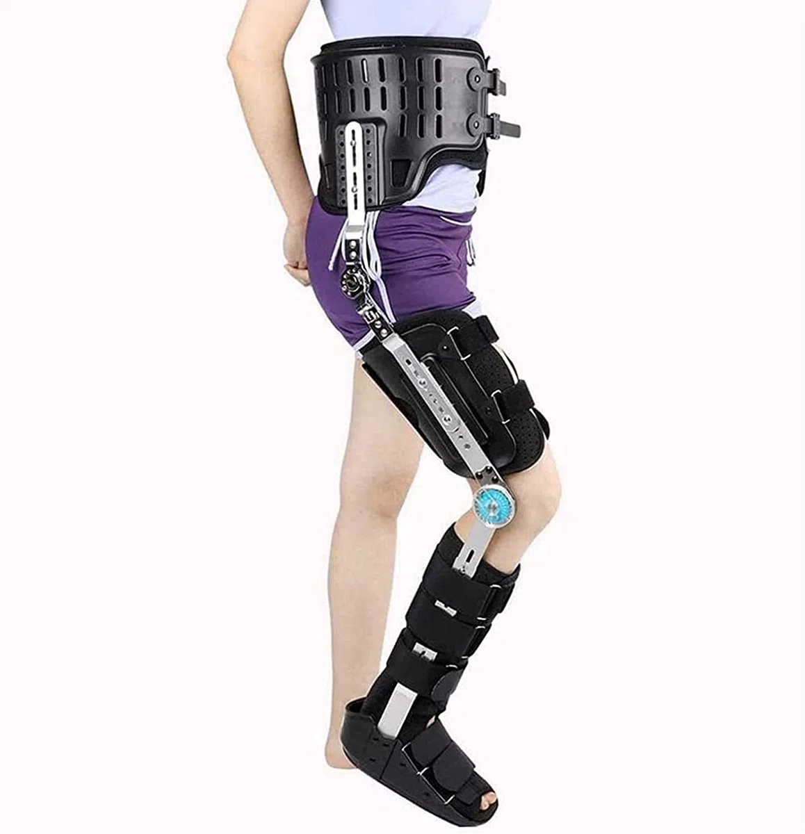 Orthèse de Fixation du Pied Réutilisable, Articulation Hanche Genou Cheville Pied Brace Support pour Cuisse Jambe Fracture Pied et Orthèses des Membres Inférieurs Genou Cheville