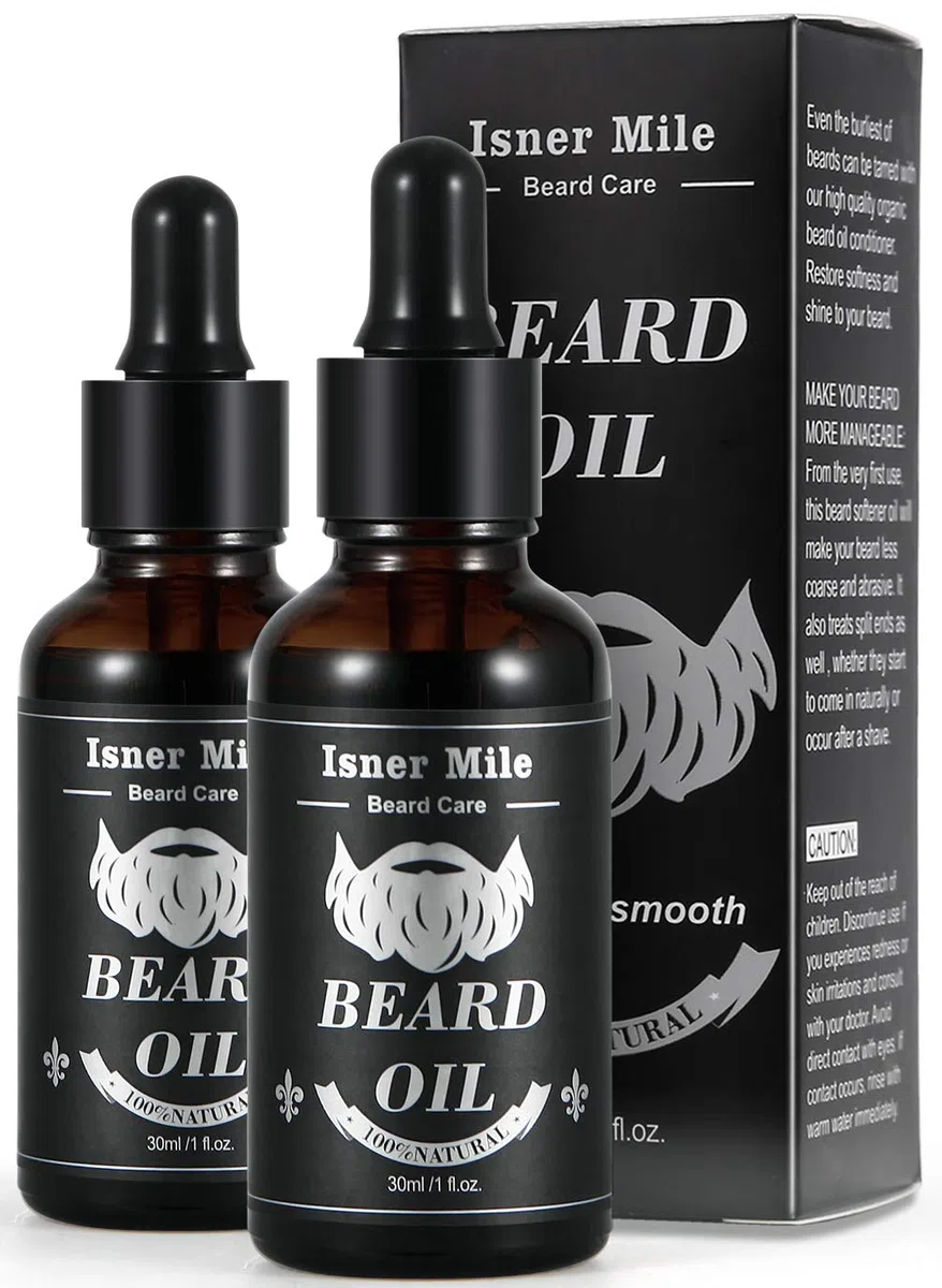 Huile à Barbe Ricin Barbe Originale Paquet De 2 Pour Hommes Soin De Barbe, Idéal Pour La Croissance, Adoucir, Hydrater, Renforcer et Entretien - 100% D'Ingrédients Naturels Purs 1