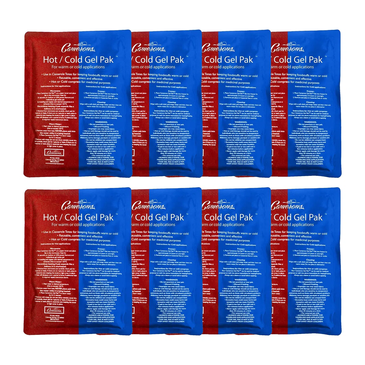 Lot de 8 packs de gel chaud ou froid XL (20,3 x 27,9 cm) – Grands paquets réutilisables pour compresse chaude et froide, traitement des blessures, physiothérapie – Garde les aliments à la température