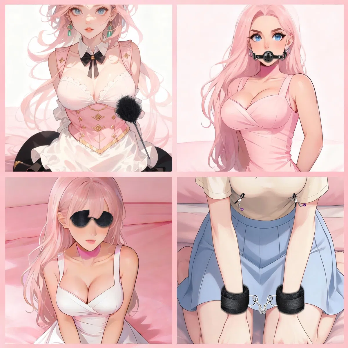 Kits de Bondage Kit de Contention au lit Ensemble d'accessoires de Bondage de 11 Pièces Jeux Sexuels BDSM pour Couples avec Entraves pour Poignets et Chevilles Menottes Sexy
