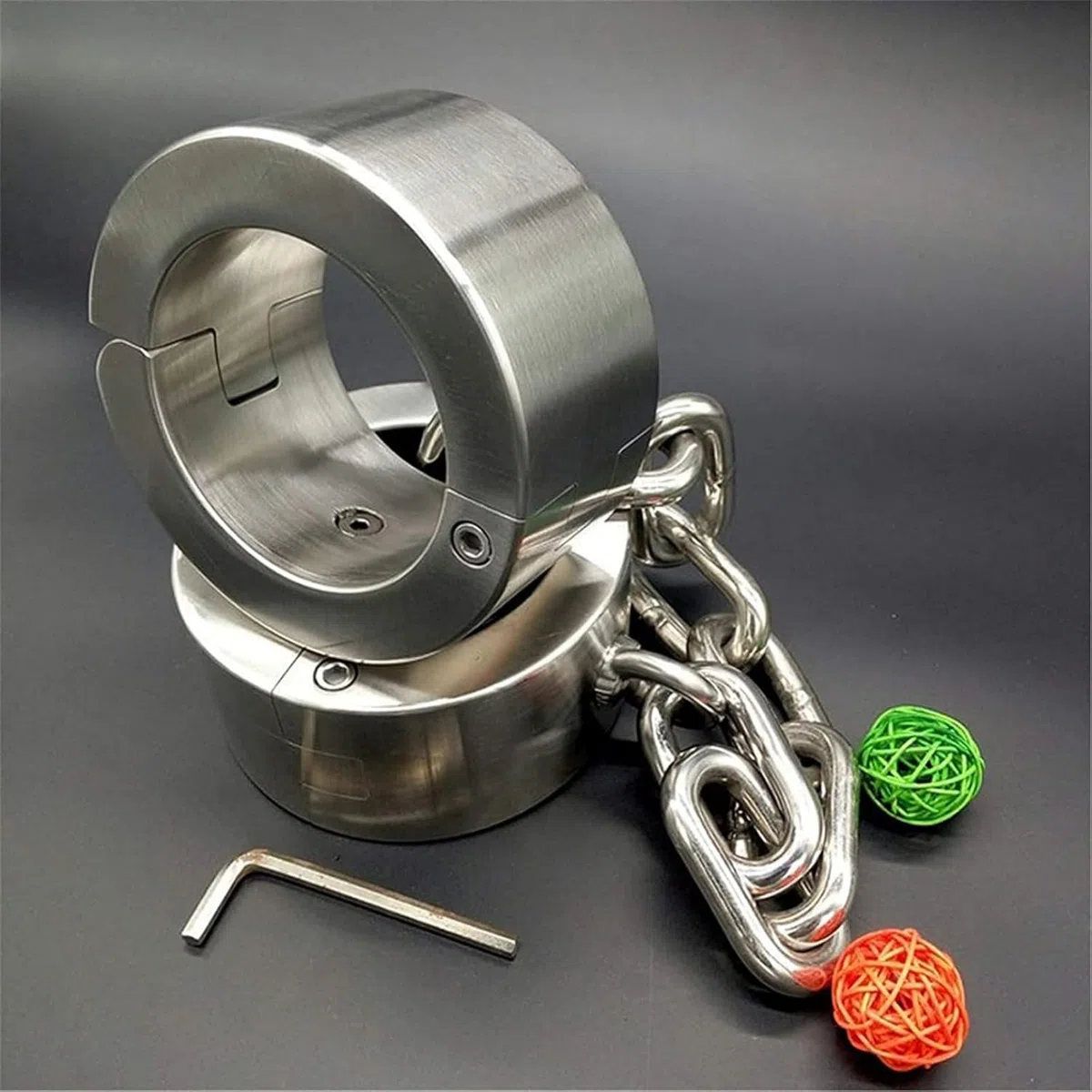 Menottes de Cheville de Bondage en métal SM - Attaches de Jambe en Acier Inoxydable, Manchettes de Cheville de 2 cm d'épaisseur, système de retenue, Jouet érotique for Couples(Male)