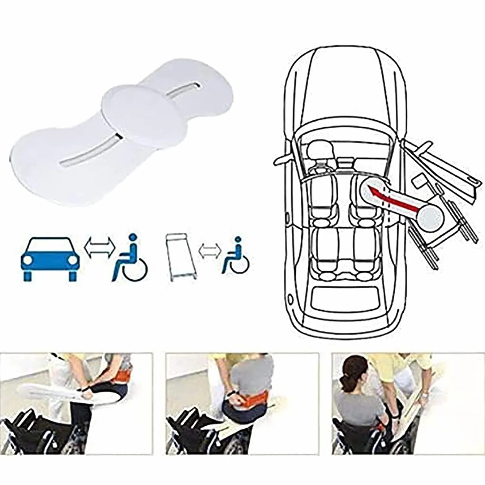 Planche de transfert coulissante incurvée pour l'assistance à la mobilité dans le lit, les toilettes et les transferts de voiture