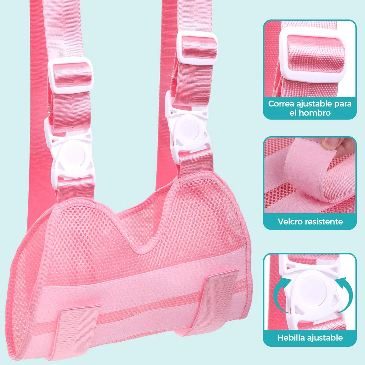 Élingue de bras enfants Écharpe d'immobilisation pour bras et épaule en abduction pour enfants, Support pour clavicule, poignet, coude (Rose, Taille XS)