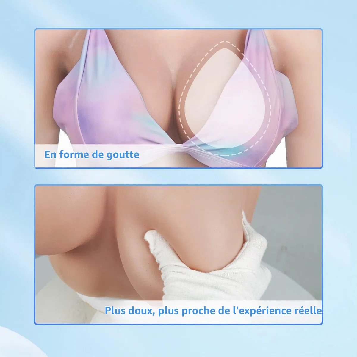 Minaky Faux Seins Silicone Bodysuit Silicone Panty Fournitures Mastectomie Silicone Prothèse Mammaire Réalistes Fausse Poitrine pour Crossdresser et Cosplay Transgenre(C Cup,Jaune)