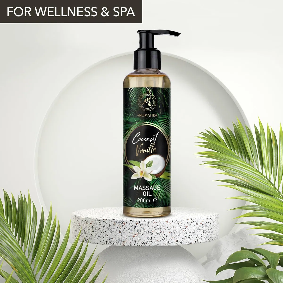 Huile de Massage Coco Vanille 200 ml - Amande, Pépins de Raisin, Jojoba, Pêche - Soin Corps Relaxant - Texture Douce