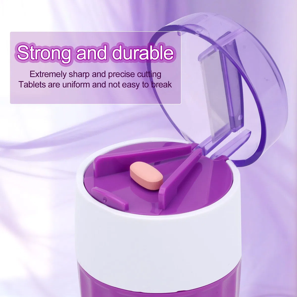 Broyeur de Pilules 3 en 1, Broyeur et Coupeur Conception Portable et Adapté Aux Voyages avec Lames en Acier Inoxydable de Pilules à 3 Compartiments pour Petites/Grandes Vitamines