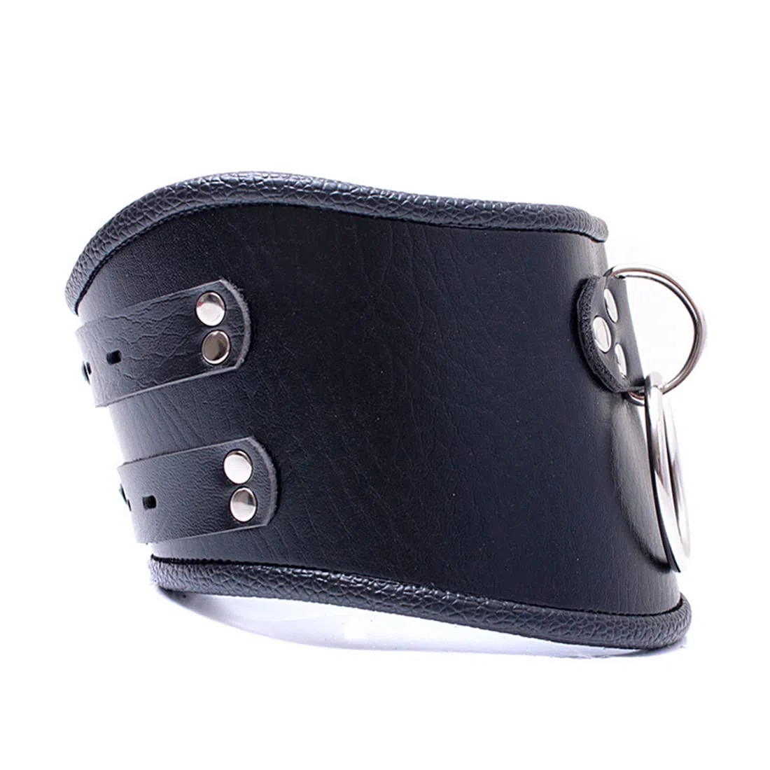 Collier ras du cou réglable en cuir avec double ceinture