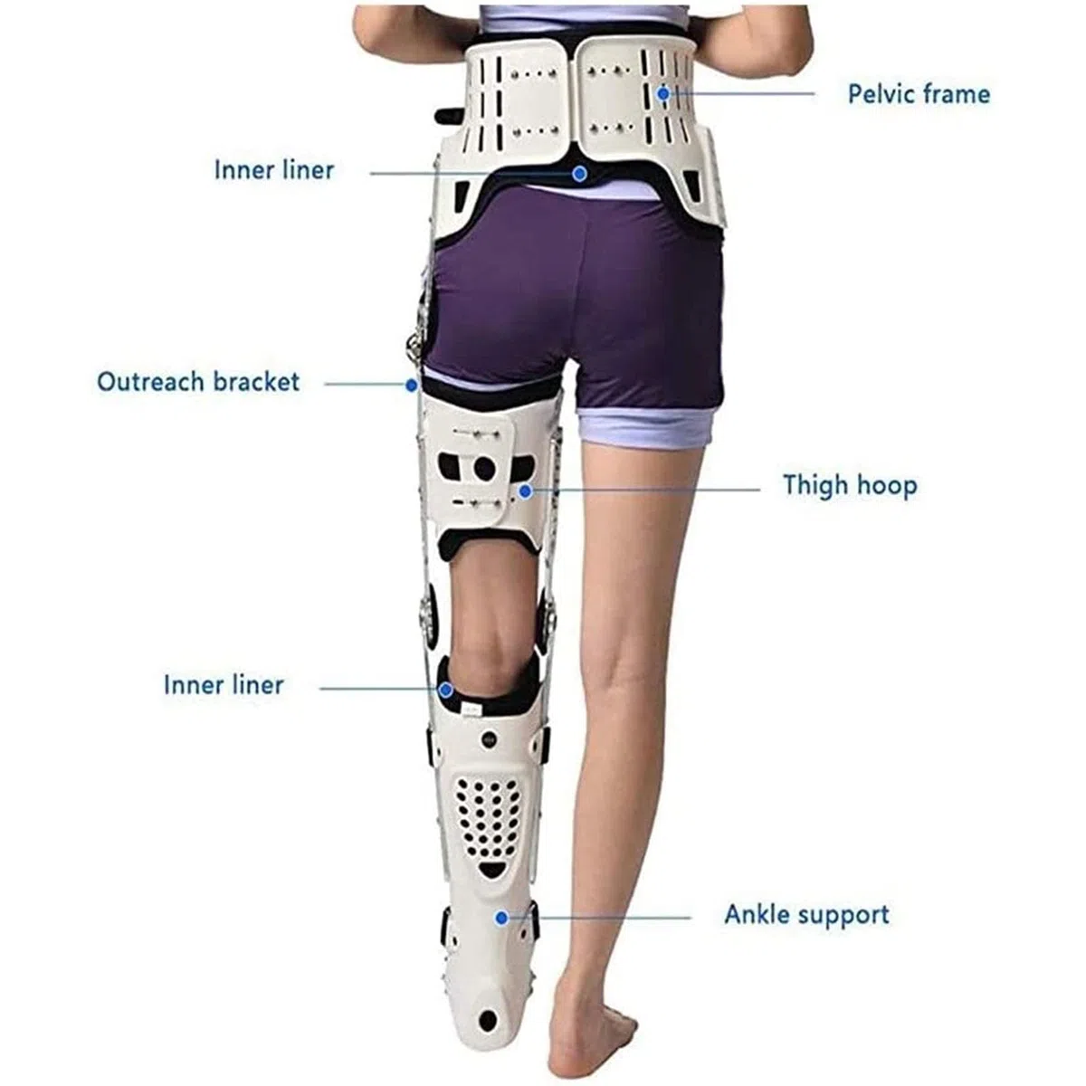 Attelle de Soutien du Genou, Fracture de la Jambe de l'orthèse du Pied de la Cheville du Genou de la Hanche, Marche de la Hanche fixée avec des Bottes de Marche