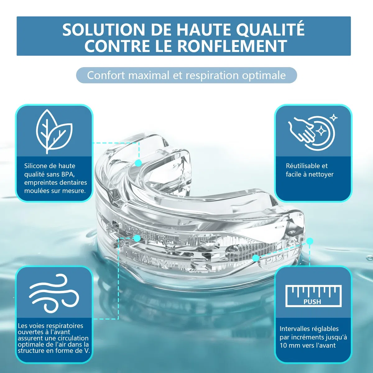 Anti Ronflement Orthese Inodore et Confortable Efficace Adapté Aux Hommes et Aux Femmes Ronflent Réutilisable (Transparent)