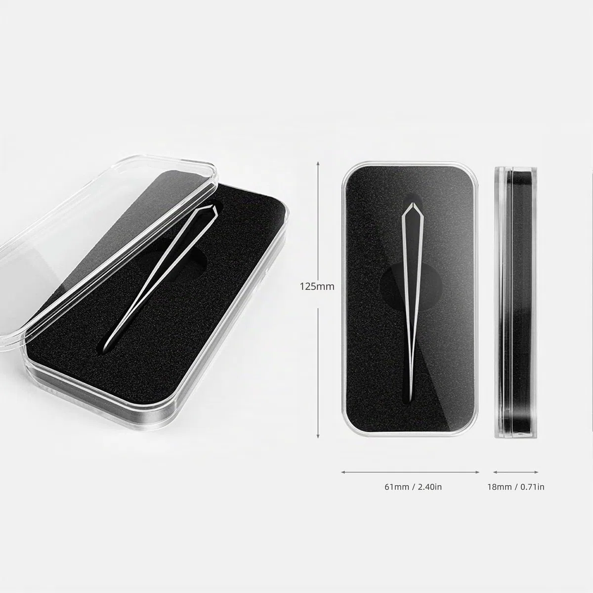 AUSOMTEK Pince à épiler à barbe – Acier inoxydable, outil d'épilation fine, pointe de 5 mm, boîte transparente