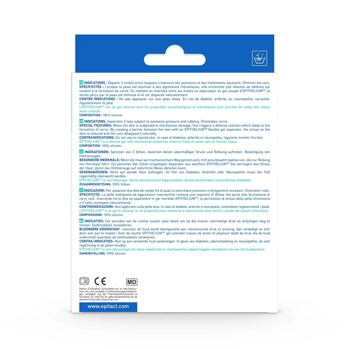 Epitact | Séparateurs d’Orteils en Silicone | Préviennent et Soulagent les Cors Entre les Orteils, Évitent le Chevauchement des Orteils | Confort, Maintien Idéal | Fabriqués en France (S (Lot de 1))