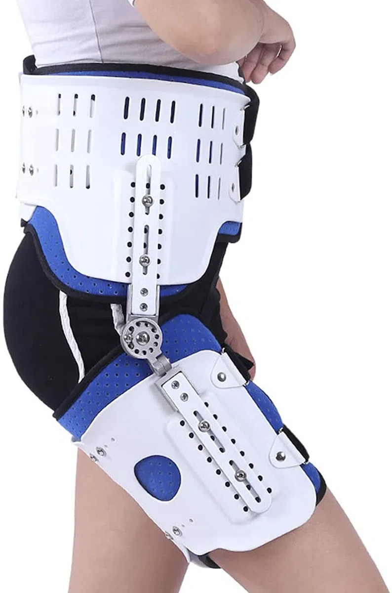 Genou Cheville Pied Orthèse Jambe Fracture, Genou Cheville Pied Orthèse Hanche Marche Fixe avec Bottes de Marche Attelle Stable Sûr, pour Fracture de la Jambe Paralysie du Membre Inférieur (Droit