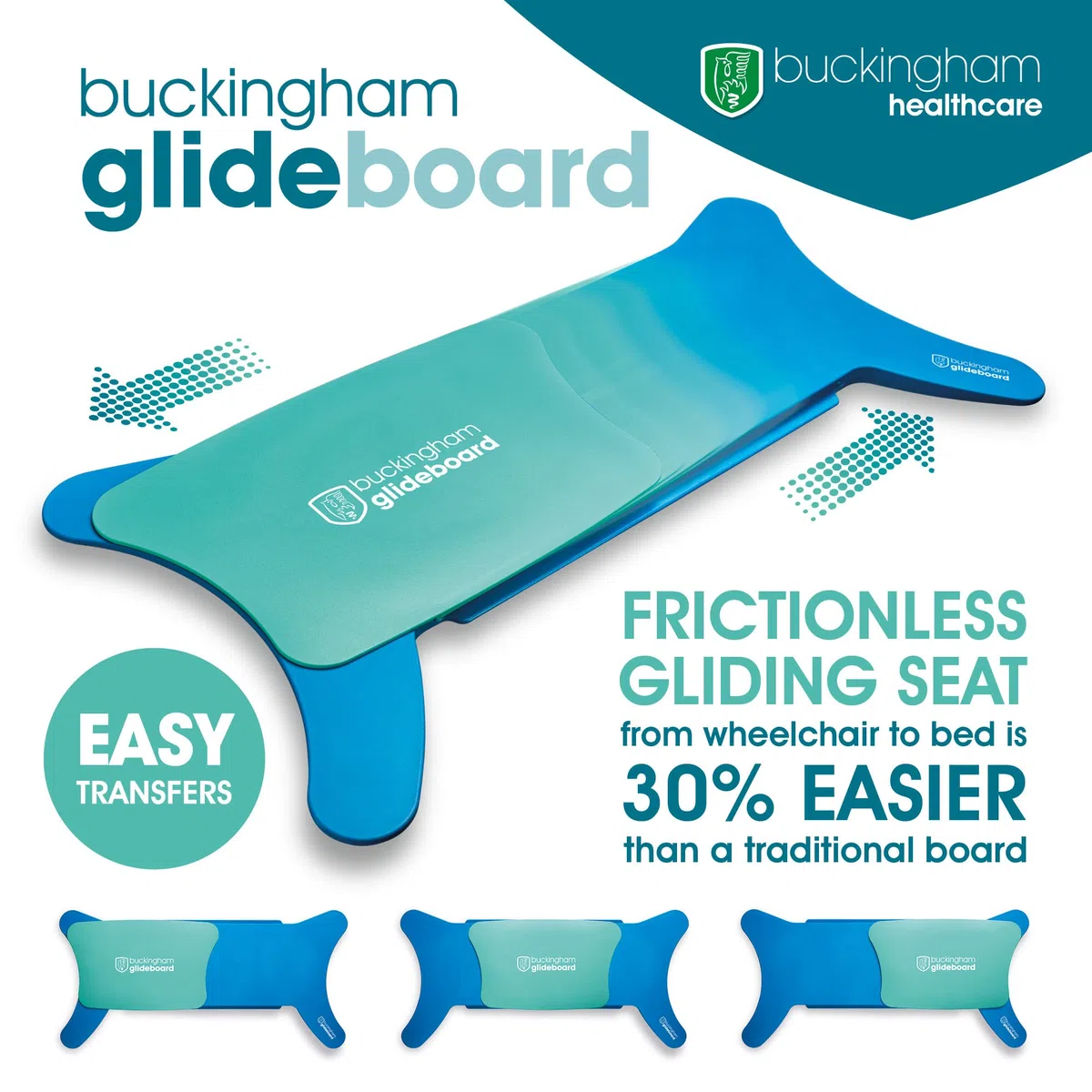 Buckingham Planche de transfert Glideboard pour fauteuil roulant - Accessoires pour fauteuil roulant - Aide à la mobilité pour personnes âgées et handicapées - Aide à la mobilité pour la maison, le