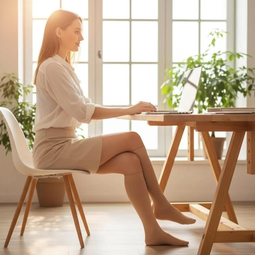 2 paires Bas de contention femme classe 2,Mi bas contention femme avion,Chaussette de contention classe 2,Orteils fermés compression socks,Soutien gradué,Pour varices soutien,œdèmes,vol