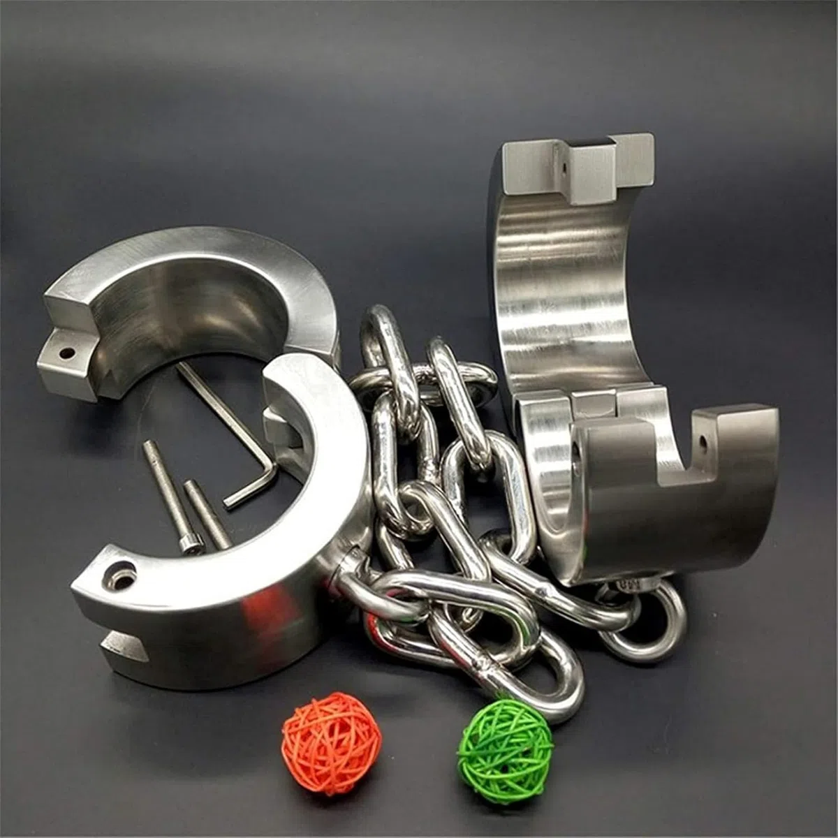 Menottes de Cheville de Bondage en métal SM - Attaches de Jambe en Acier Inoxydable, Manchettes de Cheville de 2 cm d'épaisseur, système de retenue, Jouet érotique for Couples(Male)