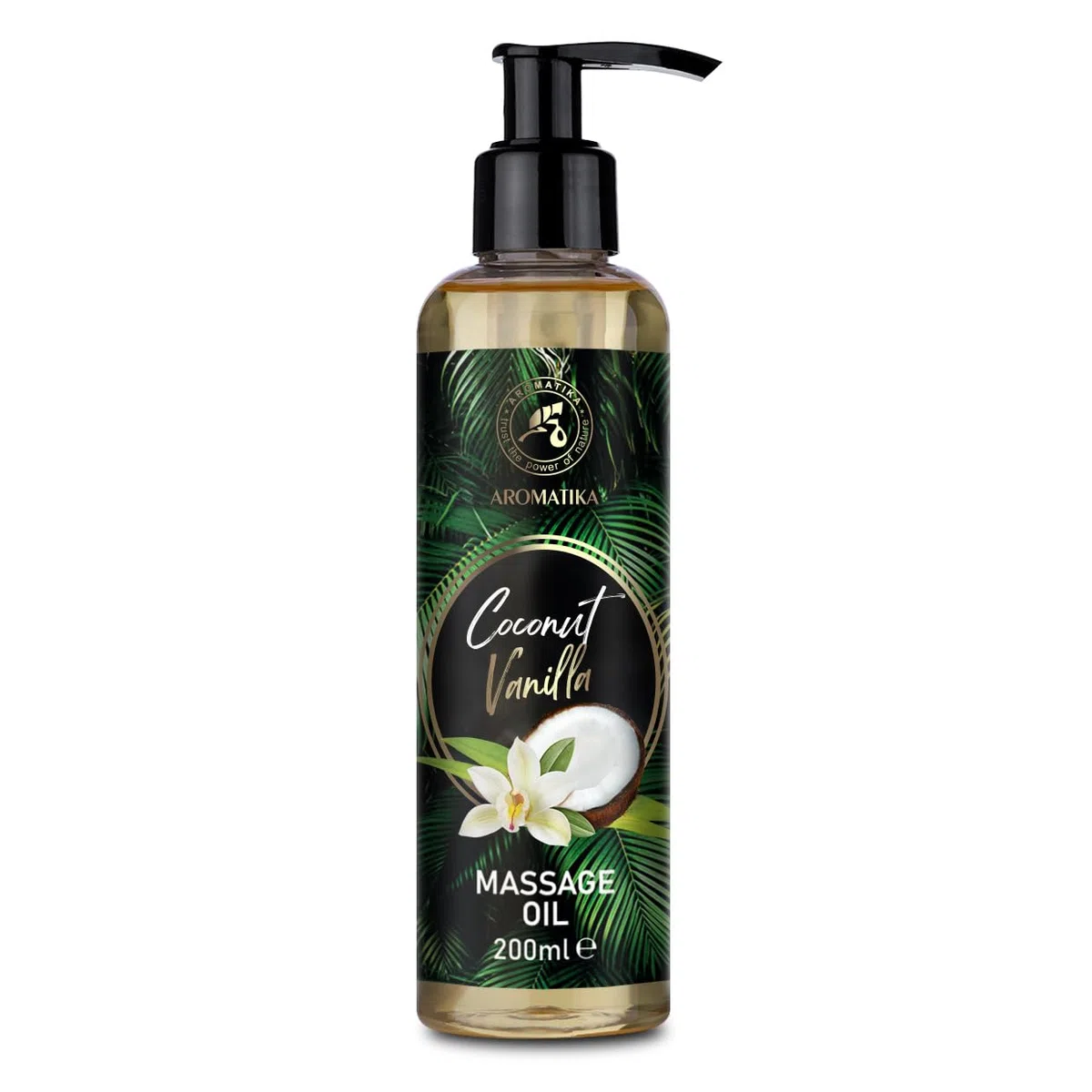 Huile de Massage Coco Vanille 200 ml - Amande, Pépins de Raisin, Jojoba, Pêche - Soin Corps Relaxant - Texture Douce