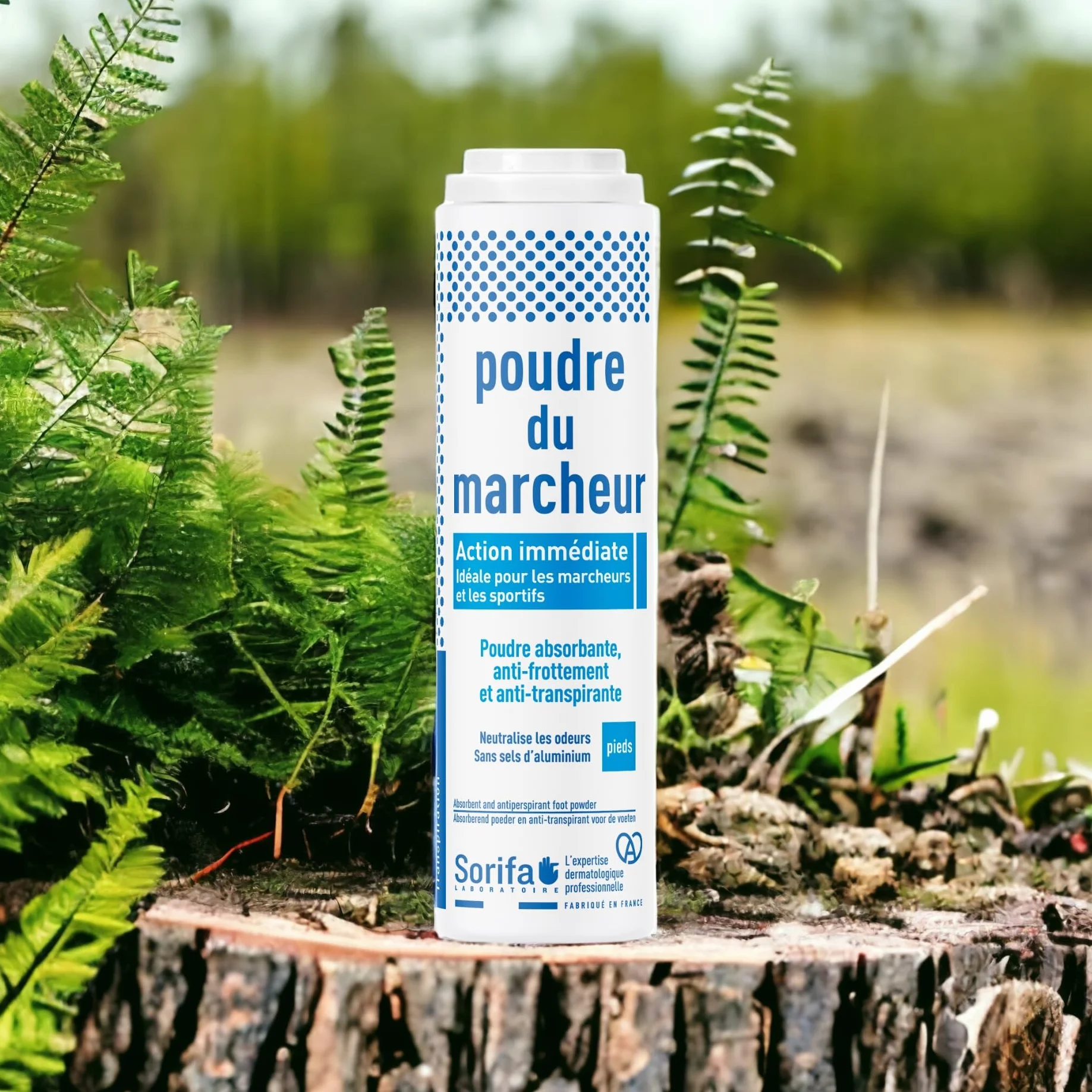 Poudre du Marcheur - Anti-transpirante - Absorbante - Pieds – Réduit la transpiration - Elimine odeurs et mycoses - Sans sels d’aluminium - Fabriqué en France - 100 gr
