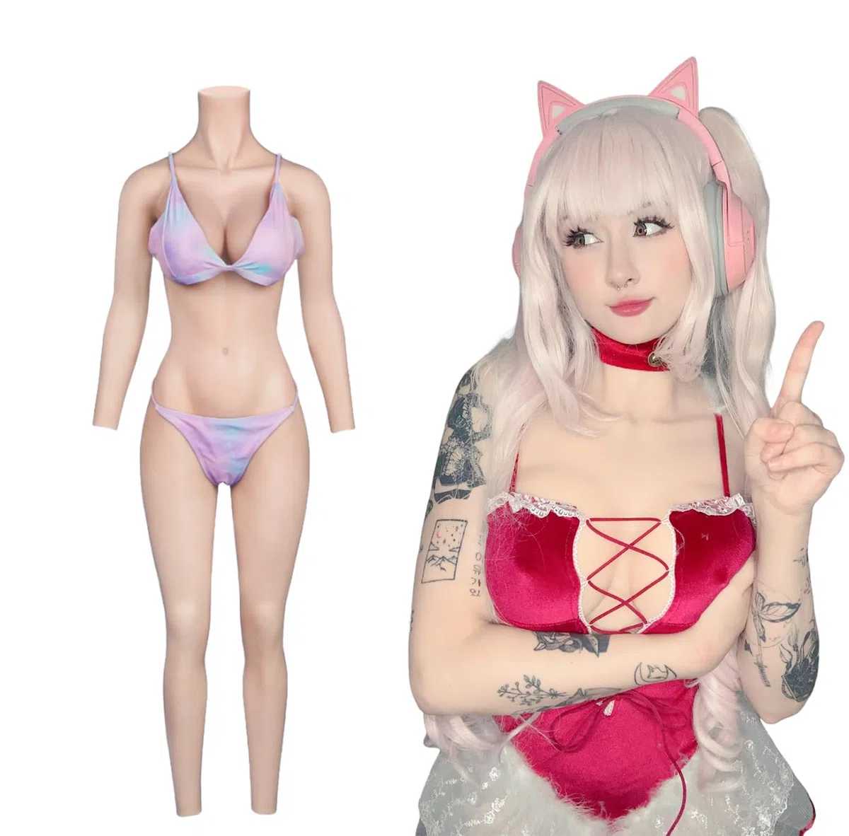 Minaky Faux Seins Silicone Bodysuit Silicone Panty Fournitures Mastectomie Silicone Prothèse Mammaire Réalistes Fausse Poitrine pour Crossdresser et Cosplay Transgenre(C Cup,Jaune)