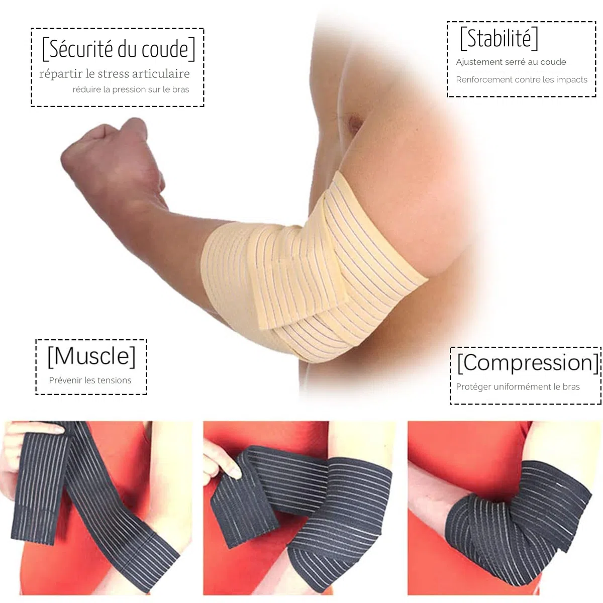 Ideal Swan Bande Contention, 4 Pièces Bande Compression Manchon Compression Mollet Bandage Autoadhésif, Bande Compressive Manchon de Compression Genoux Genouillère réglable avec compression
