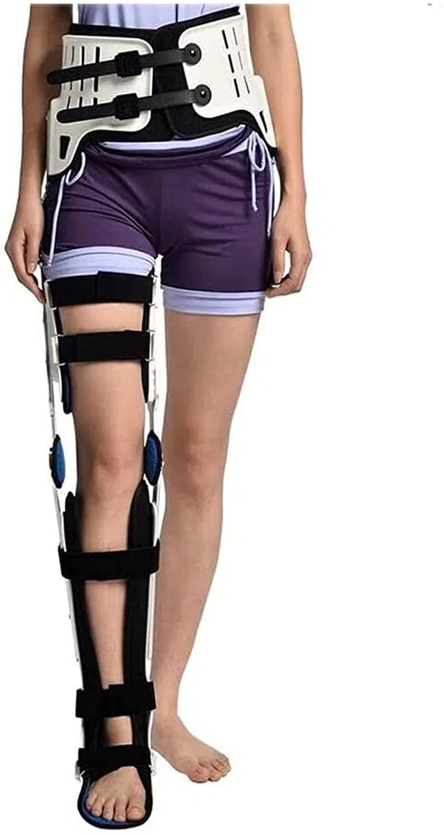 Attelle, Hanche, Genou, Cheville, orthèse de Pied, Fracture de la Jambe, Marche de la Hanche fixée avec des Bottes de Marche, Support de Chirurgie du Genou (Gauche M) (Gauche L)