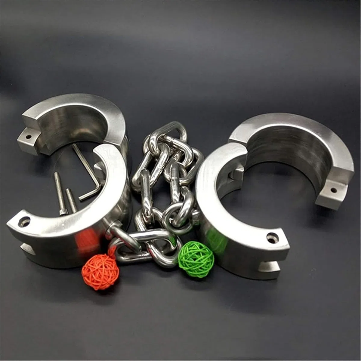 Menottes de Cheville de Bondage en métal SM - Attaches de Jambe en Acier Inoxydable, Manchettes de Cheville de 2 cm d'épaisseur, système de retenue, Jouet érotique for Couples(Male)