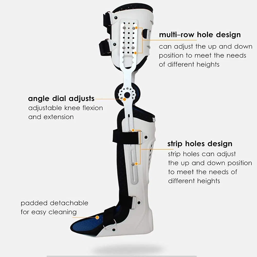 Stabilisateur d'articulation de soutien d'orthèse de genou, attelle de genou articulée pour fracture de garde fixe, protège-jambe entièrement réglable, support fixe de pied de cheville de mollet
