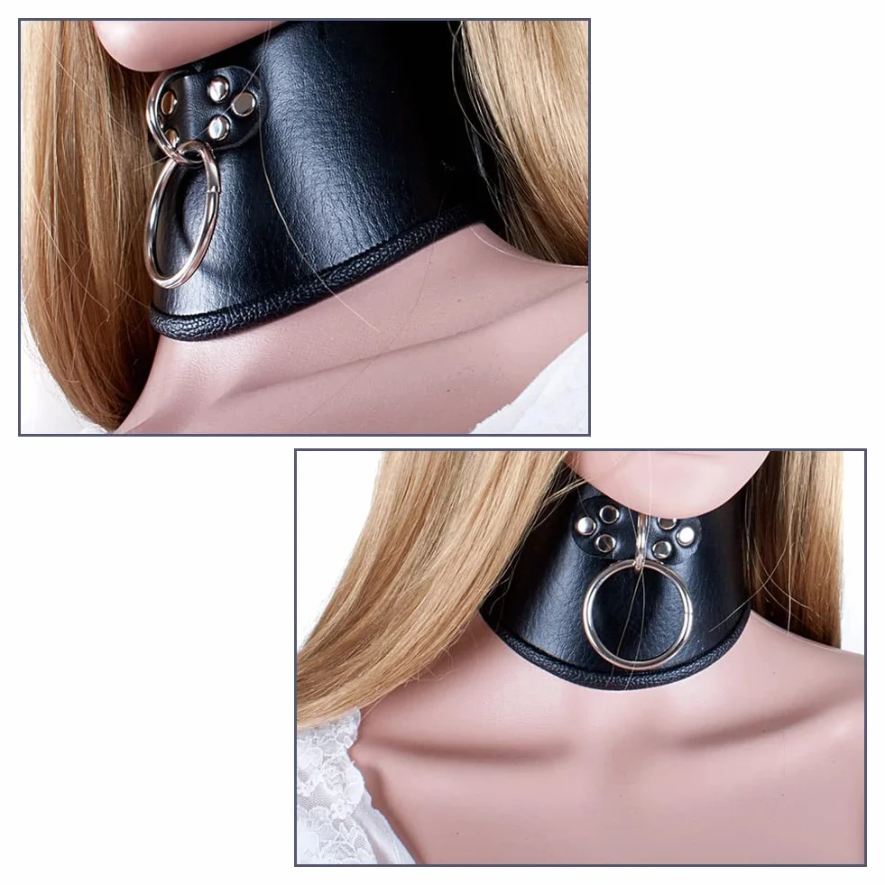 Roluck Collier en cuir avec anneau torique SM Choker Punk