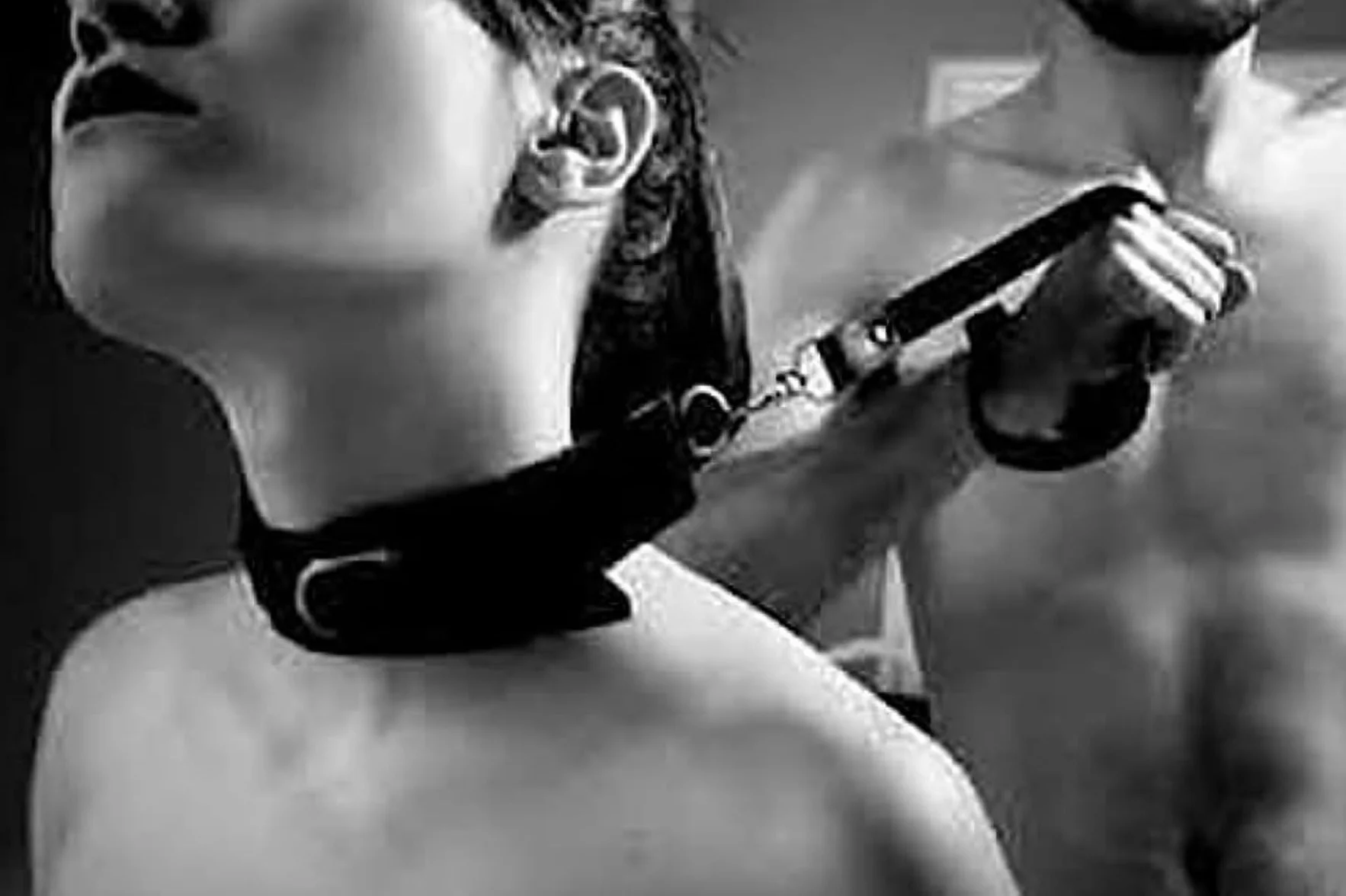 Collier À Virole En Chaîne En Cuir Noir Avec Laisse Amovible En Acier Inoxydable - K9