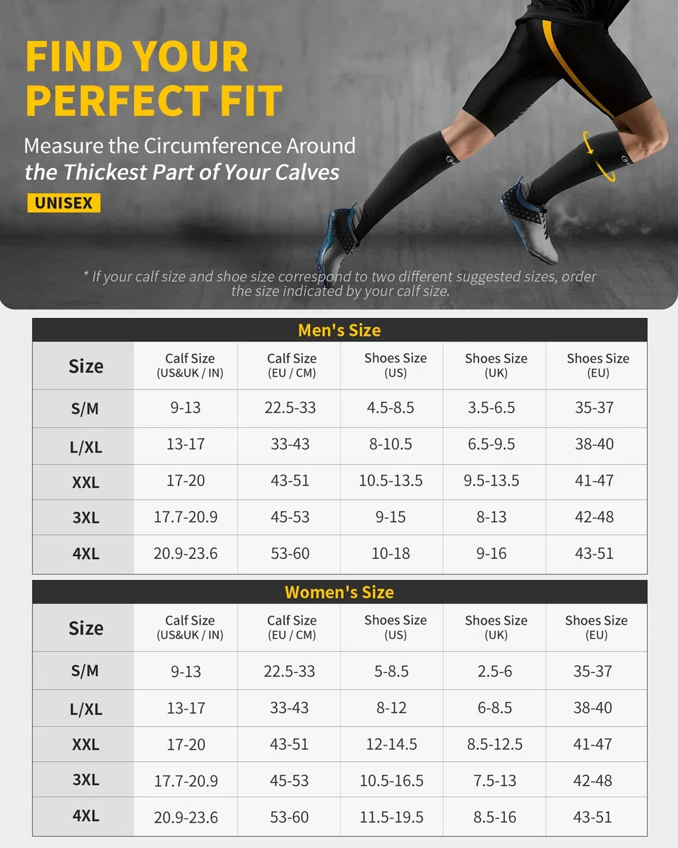 CAMBIVO Bas de Contention Femme et Homme 2 Paires, 20-30mmHg Chaussettes de Contention, Chaussettes de Compression Antidérapantes pour Voyage Avion, Sport, Running