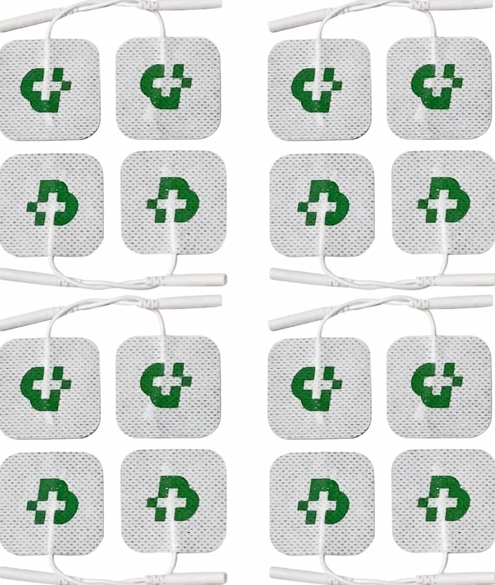 TESMED 16 Électrodes (50x50 mm) de Qualité Supérieure, Compatibles avec Toutes Les Marques d'Électrostimulateurs avec Câbles à Fiche de 2 mm, N'ont Pas Besoin de Gel