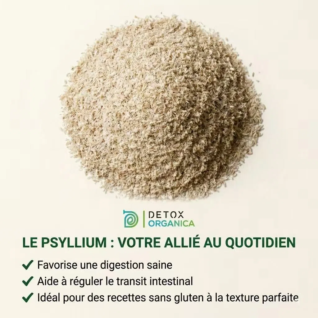 DETOX ORGANICA - Psyllium Blond Bio Téguments 500g - Psyllium 99% Pur | Riche en Fibres - Transit Intestinal & Digestion - 100% Naturel et Vegan, Qualité Premium