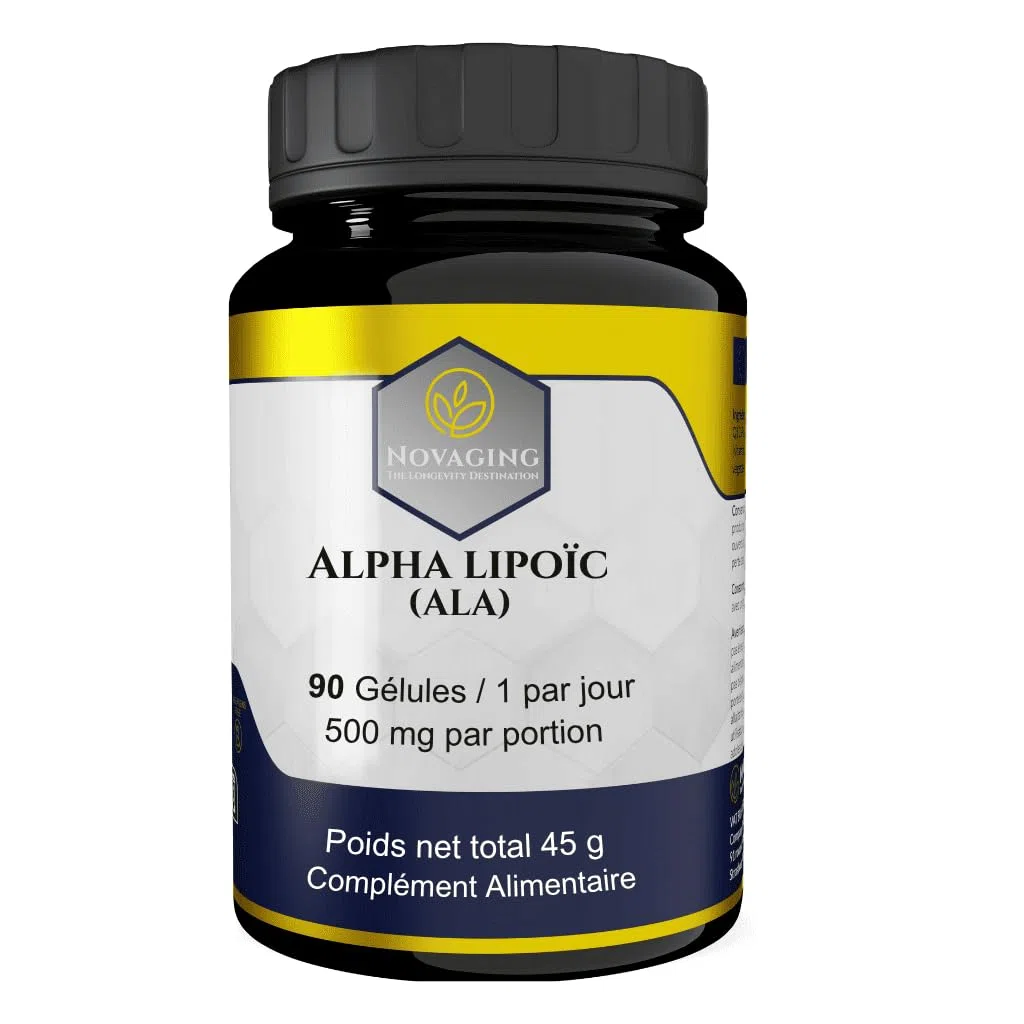 Acide Alpha-Lipoïque Titré à 98%. 500 mg, 90 Gélules 100% Vegan | NovAging© Antioxidant, Anti-âge, 3 mois de cure. Précisément Dosé, Testé sans Gluten, OGM ni allergènes