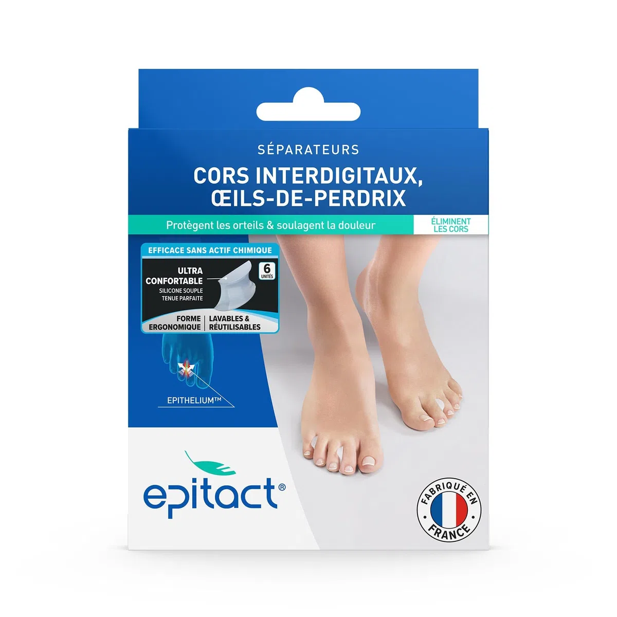 Epitact | Séparateurs d’Orteils en Silicone | Préviennent et Soulagent les Cors Entre les Orteils, Évitent le Chevauchement des Orteils | Confort, Maintien Idéal | Fabriqués en France (S (Lot de 1))